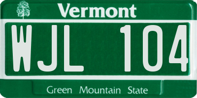 VT license plate WJL104