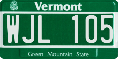 VT license plate WJL105