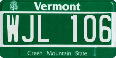 VT license plate WJL106