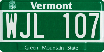 VT license plate WJL107