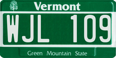VT license plate WJL109