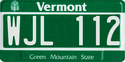 VT license plate WJL112
