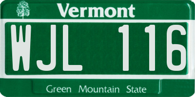 VT license plate WJL116