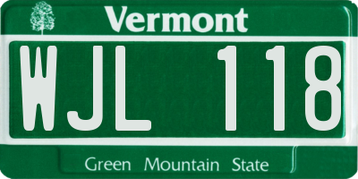 VT license plate WJL118