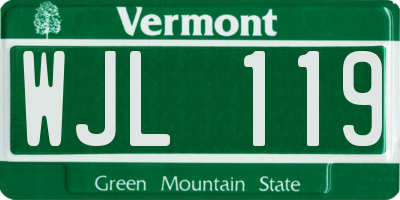 VT license plate WJL119