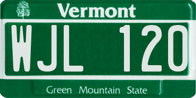 VT license plate WJL120