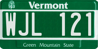 VT license plate WJL121