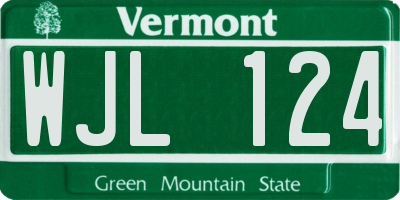 VT license plate WJL124