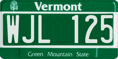 VT license plate WJL125