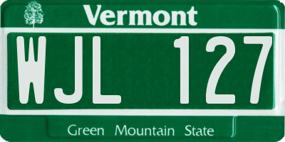 VT license plate WJL127