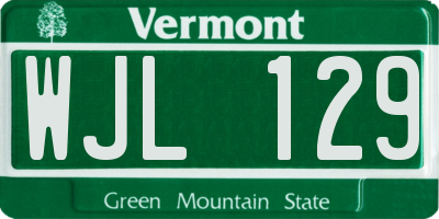 VT license plate WJL129