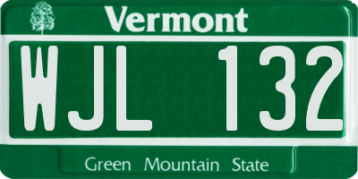 VT license plate WJL132