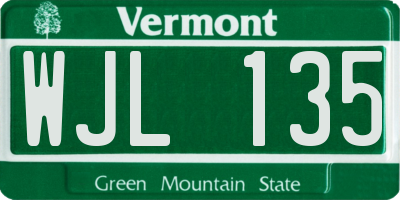 VT license plate WJL135