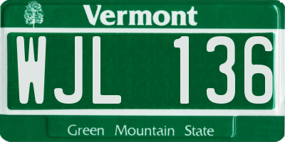 VT license plate WJL136