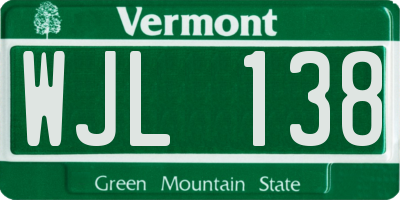 VT license plate WJL138
