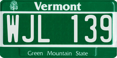 VT license plate WJL139
