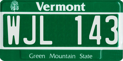 VT license plate WJL143