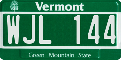 VT license plate WJL144