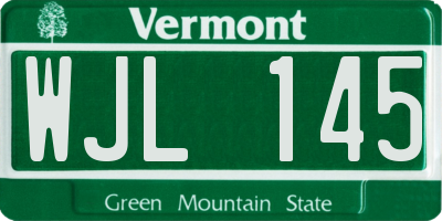 VT license plate WJL145