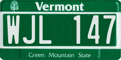 VT license plate WJL147