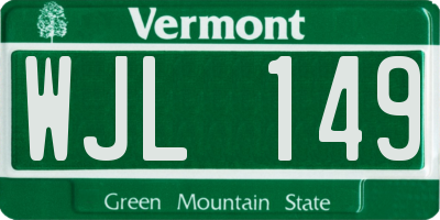 VT license plate WJL149