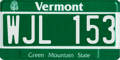 VT license plate WJL153