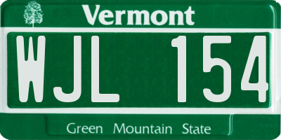 VT license plate WJL154