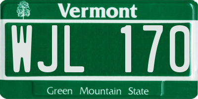 VT license plate WJL170