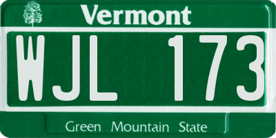 VT license plate WJL173