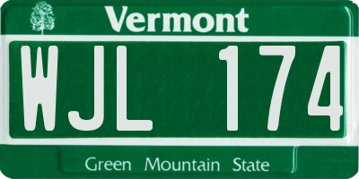 VT license plate WJL174