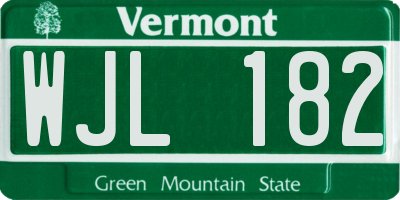 VT license plate WJL182