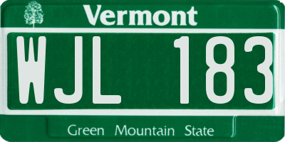 VT license plate WJL183