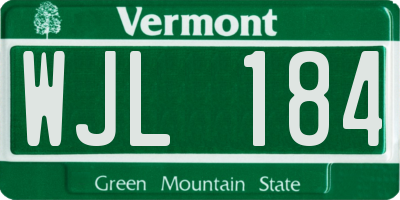 VT license plate WJL184