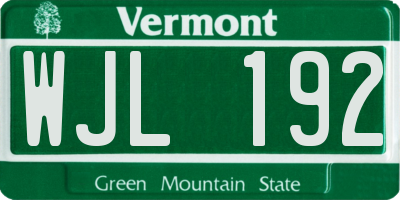 VT license plate WJL192
