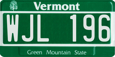VT license plate WJL196