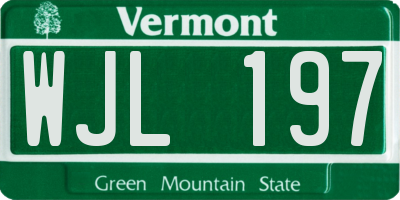 VT license plate WJL197