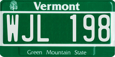 VT license plate WJL198