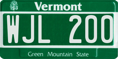 VT license plate WJL200