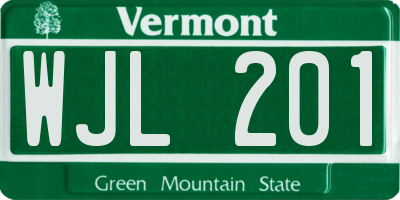 VT license plate WJL201