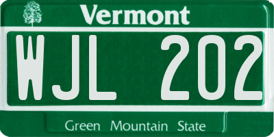 VT license plate WJL202