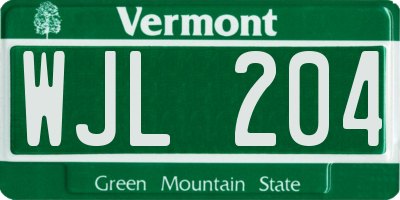 VT license plate WJL204