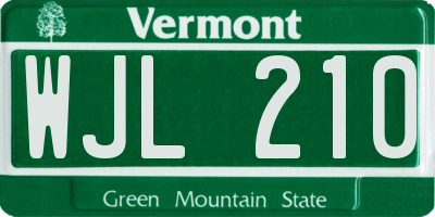 VT license plate WJL210