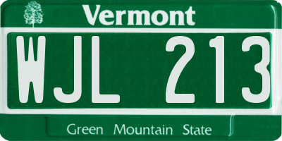 VT license plate WJL213