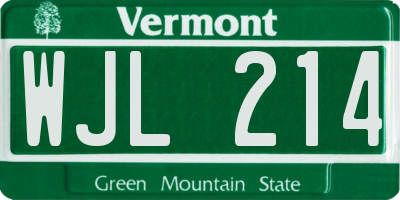 VT license plate WJL214
