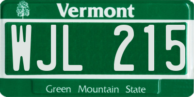VT license plate WJL215