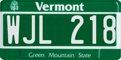VT license plate WJL218