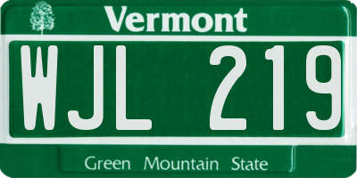 VT license plate WJL219