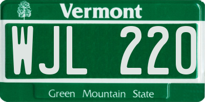 VT license plate WJL220
