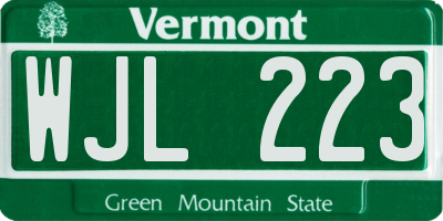 VT license plate WJL223