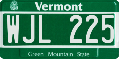 VT license plate WJL225